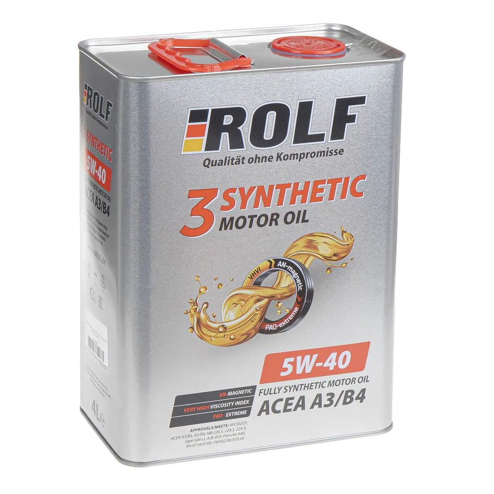 Масло моторное ROLF 3-synthetic 5W-40 ACEA A3/B4 синтетика 4л 322551
