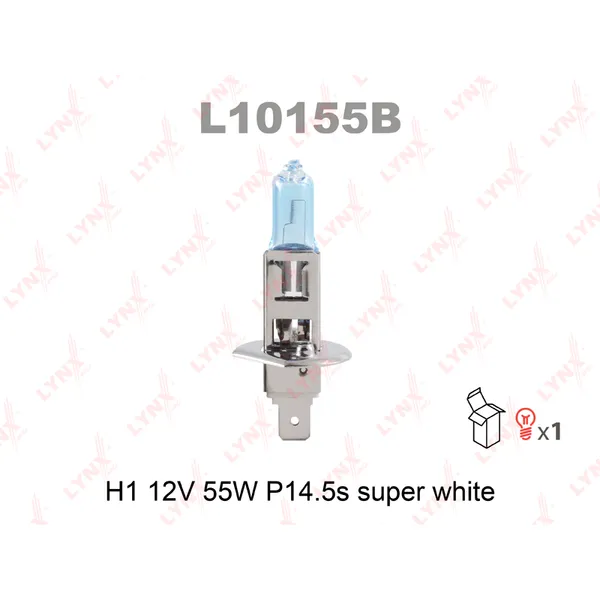 Лампа 12V H1 55W P14,5s LYNXauto SUPER WHITE 1 шт. картон L10155B