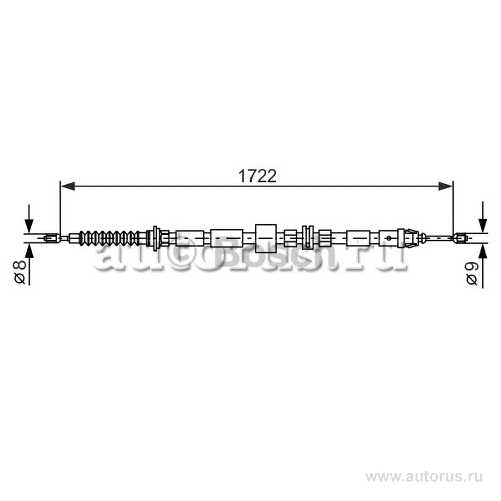 Трос стояночного тормоза L=R FORD Mondeo III 01-07 /L=1722mm BOSCH 1 987 477 733
