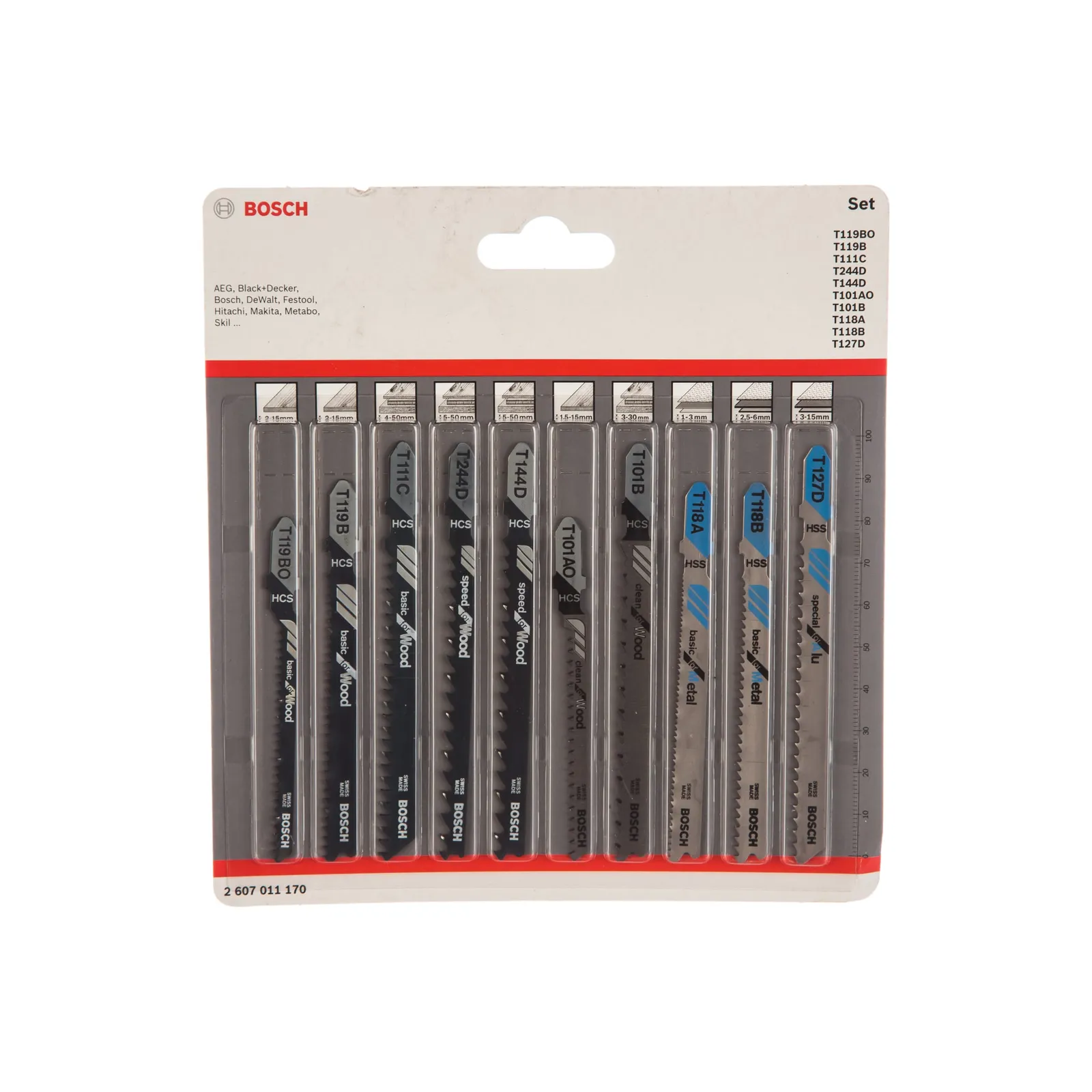 Набор лобзиковых пилок Wood and Metal 10 шт. BOSCH 2607011170