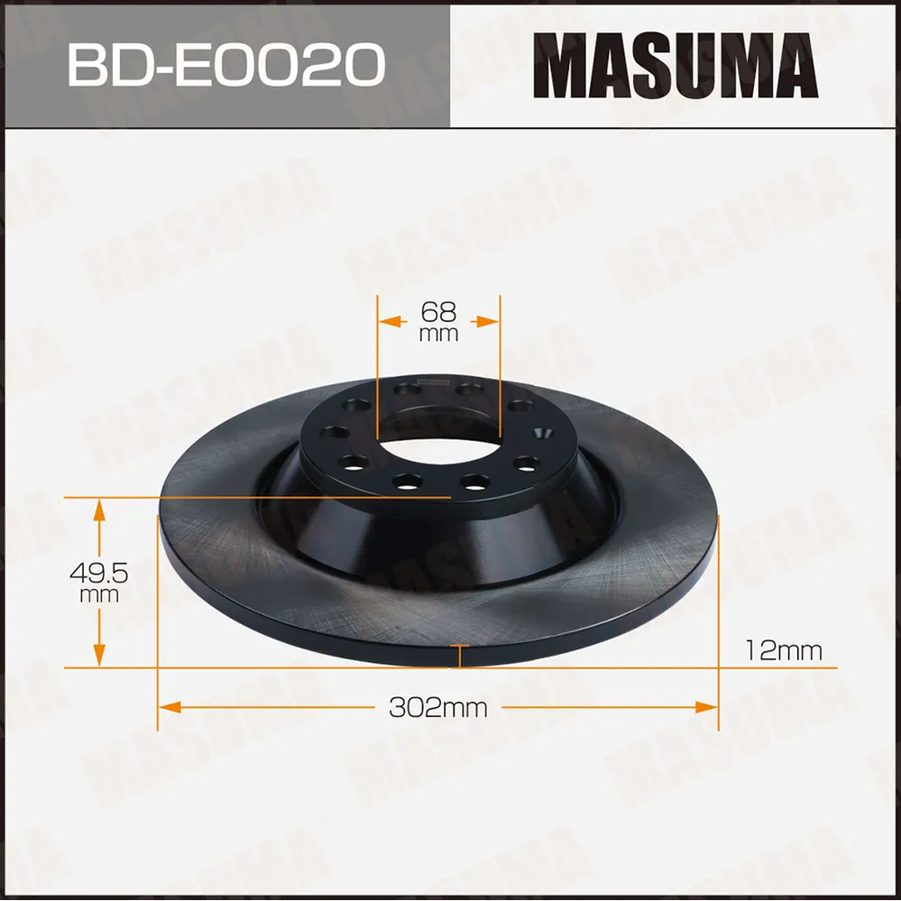 Диск тормозной AUDI A6 05- задн.(в упак. 2 шт.) MASUMA BDE0020
