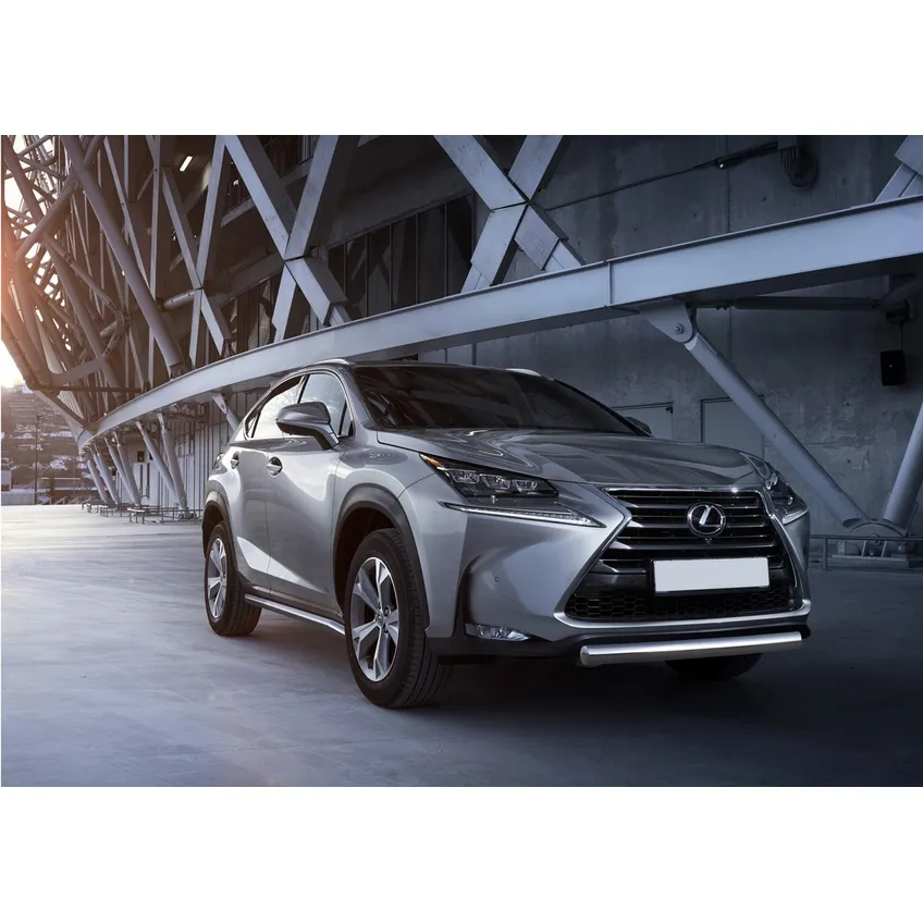 Защита переднего бампера 75x42 овал Rival для Lexus NX I 2014-2017, нерж. сталь, R.3208.004