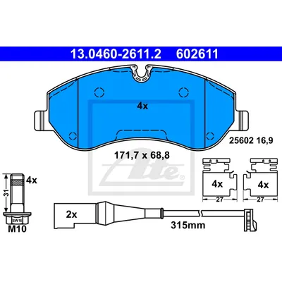 Тормозные колодки перед. мост Ford Transit 13- ATE 13.0460-2611.2
