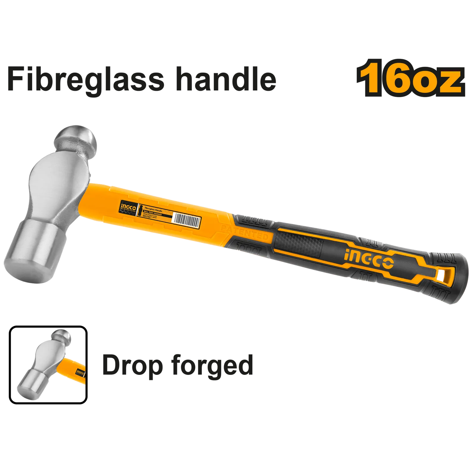 Молоток с круглым бойком 450 г INGCO HBPHS8016
