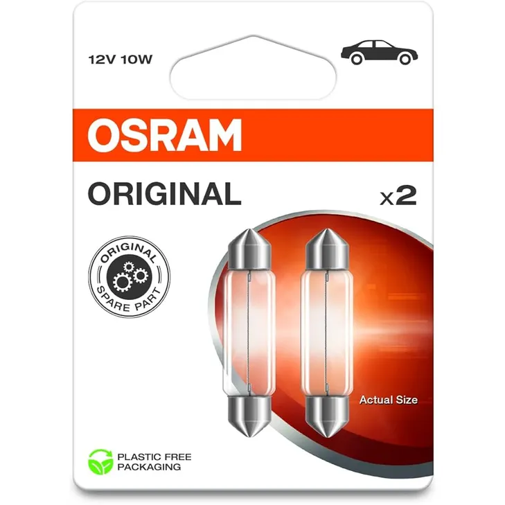 Автомобильная лампа OSRAM C10W 12V SV8,5-8 ORIGINAL LINE (комплект 2 шт) 64112BL