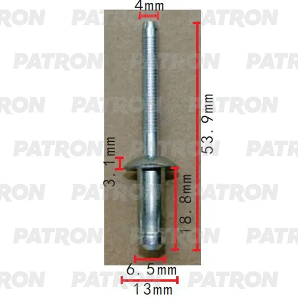 Заклепка металлическая Применяемость: Заклепка D=6.5mm универсальная PATRON P37-2270
