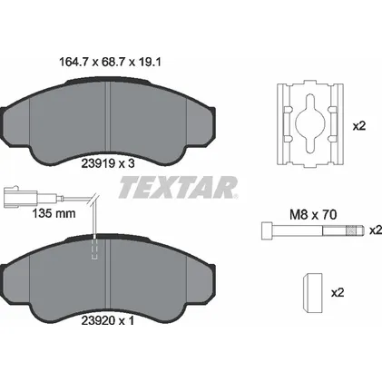 Колодки передние с противошумной пластиной Q+ FIAT Ducato/CITROEN Jumper TEXTAR 2391901