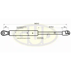 АМОРТИЗАТОР КАПОТА AUDI A6 (A4,C4), A6 AVANT (A4,C4) 06/94-10/97 380N L=943/417MM