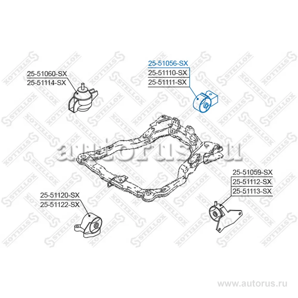 Подушка ДВС задняя МКПП Hyundai Coupe 01>/Elantra/Lantra 1.6-2.0 0 STELLOX 25-51056-SX
