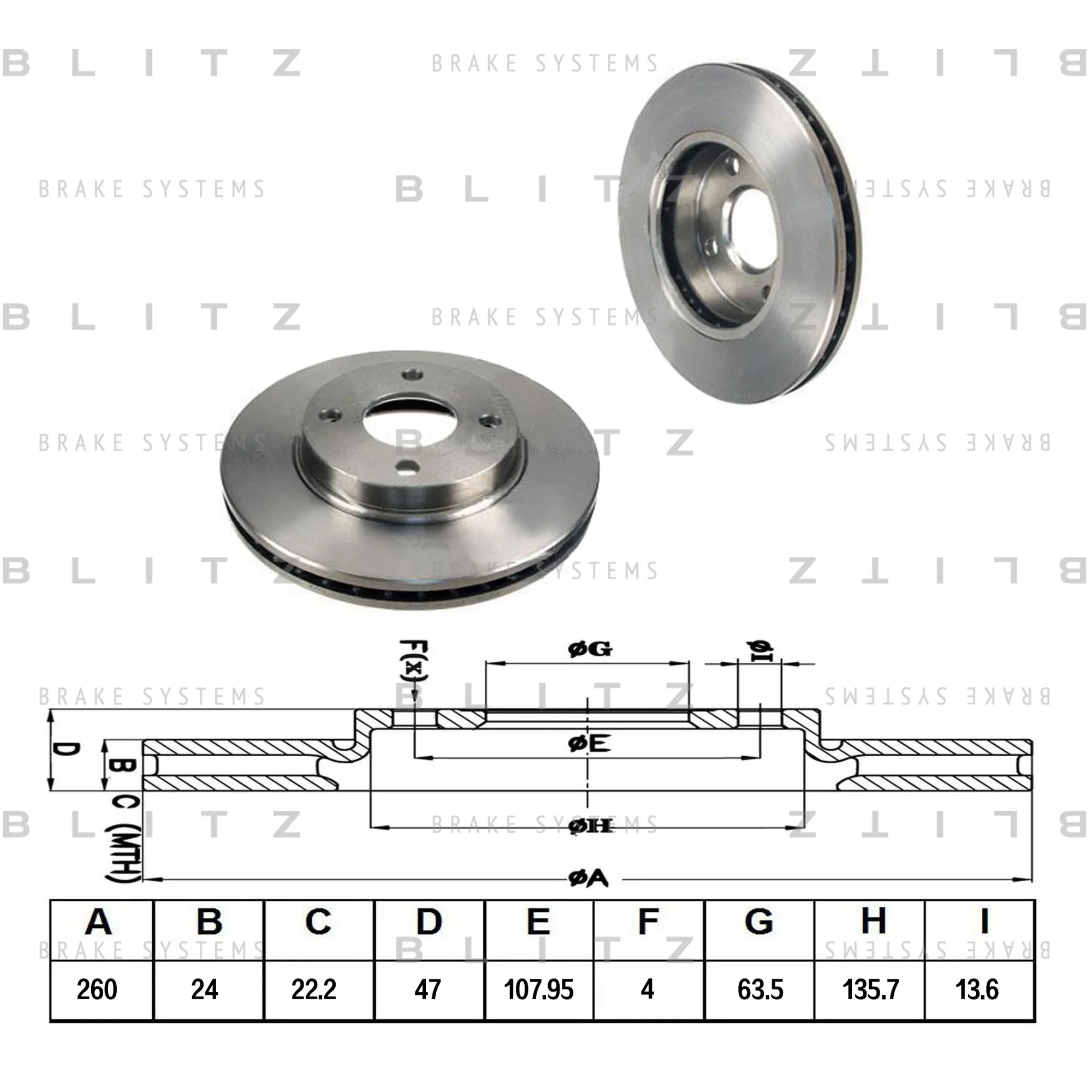 Диск тормозной передний вентилируемый FORD MONDEO/SCORPIO 93-> BLITZ BS0336