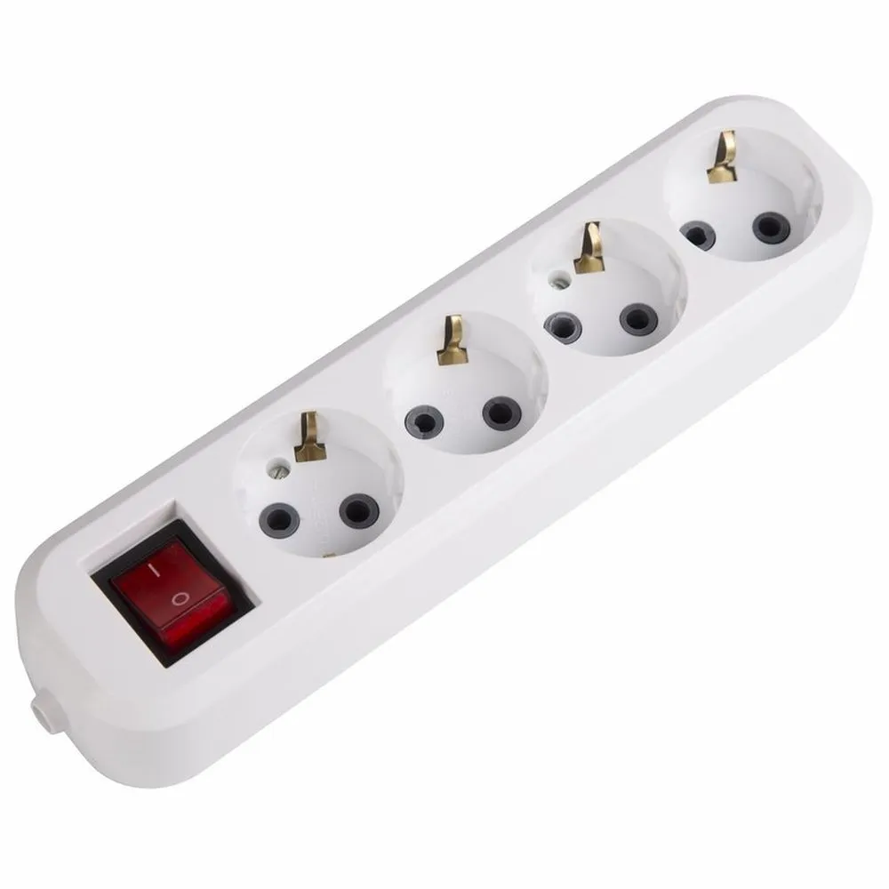 Колодка 4 гнезда с кнопкой c заземлением REXANT REXANT 118716