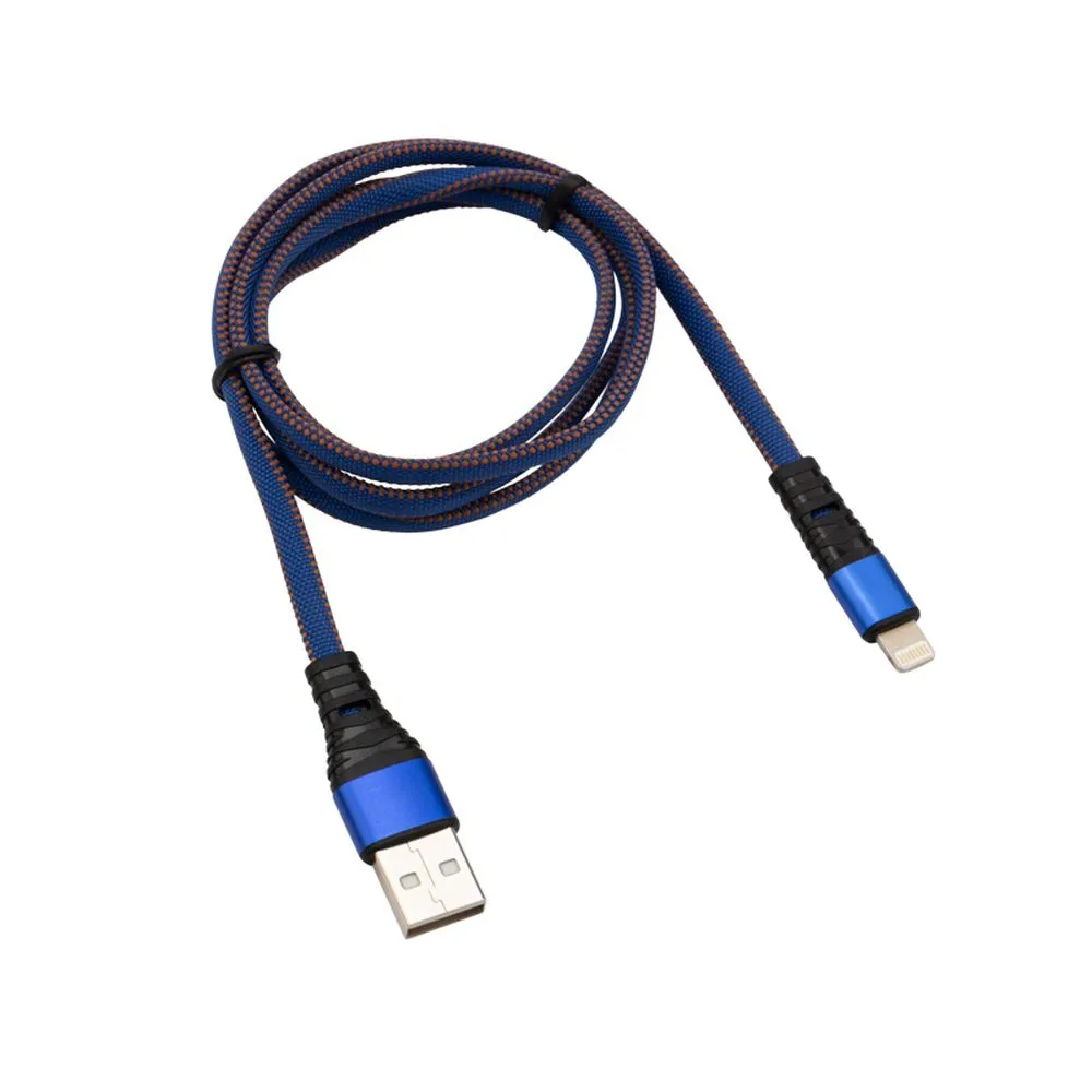 Кабель USB-Lightning 2.4 A, 1 м, синяя нейлоновая оплетка, , Max Вт REXANT 18-7053