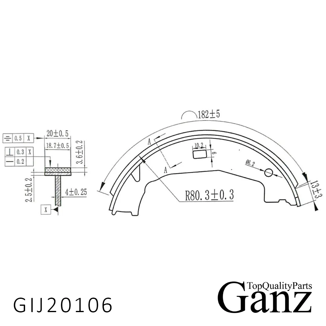 Колодки барабанные BMW E81/E87/E46/E90/F20/F30 all 98-> GANZ GIJ20106