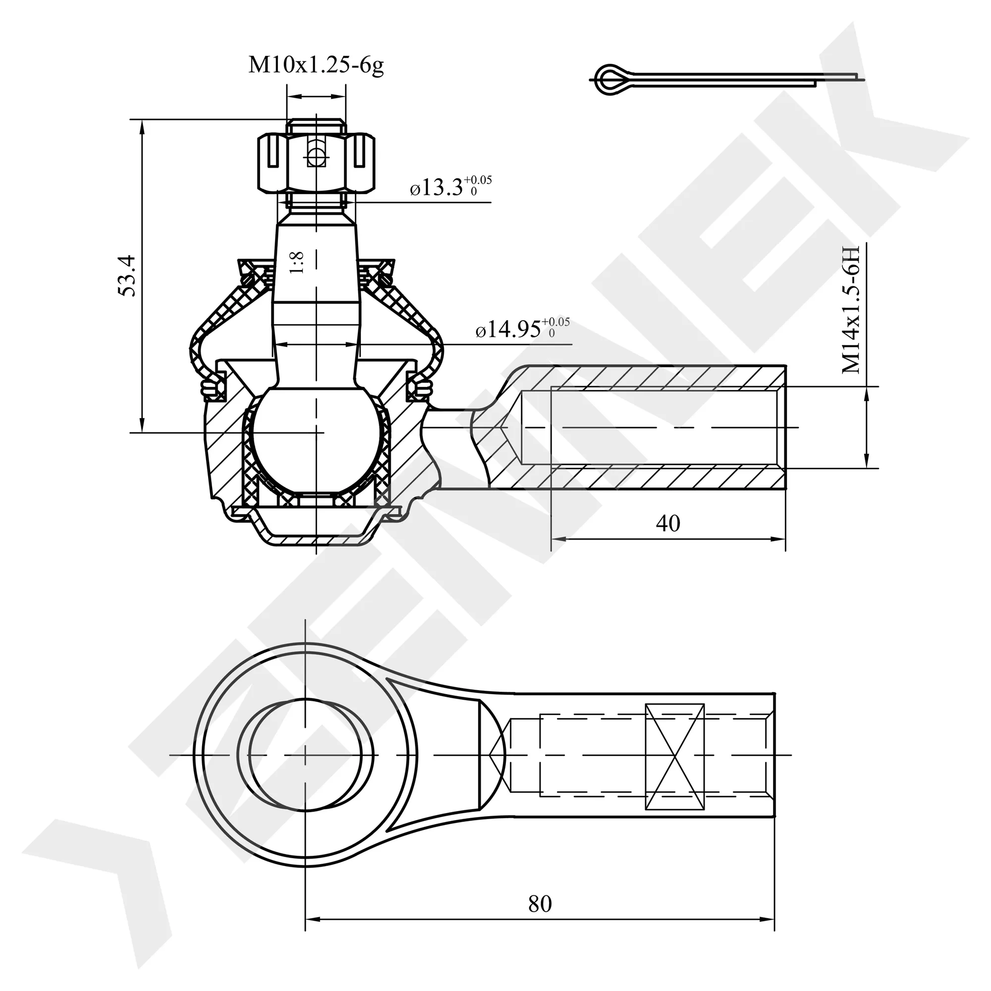 Наконечник рулевой MITSUBISHI ASX 09, OUTLANDER 05-12 ZENNEK DTE0086