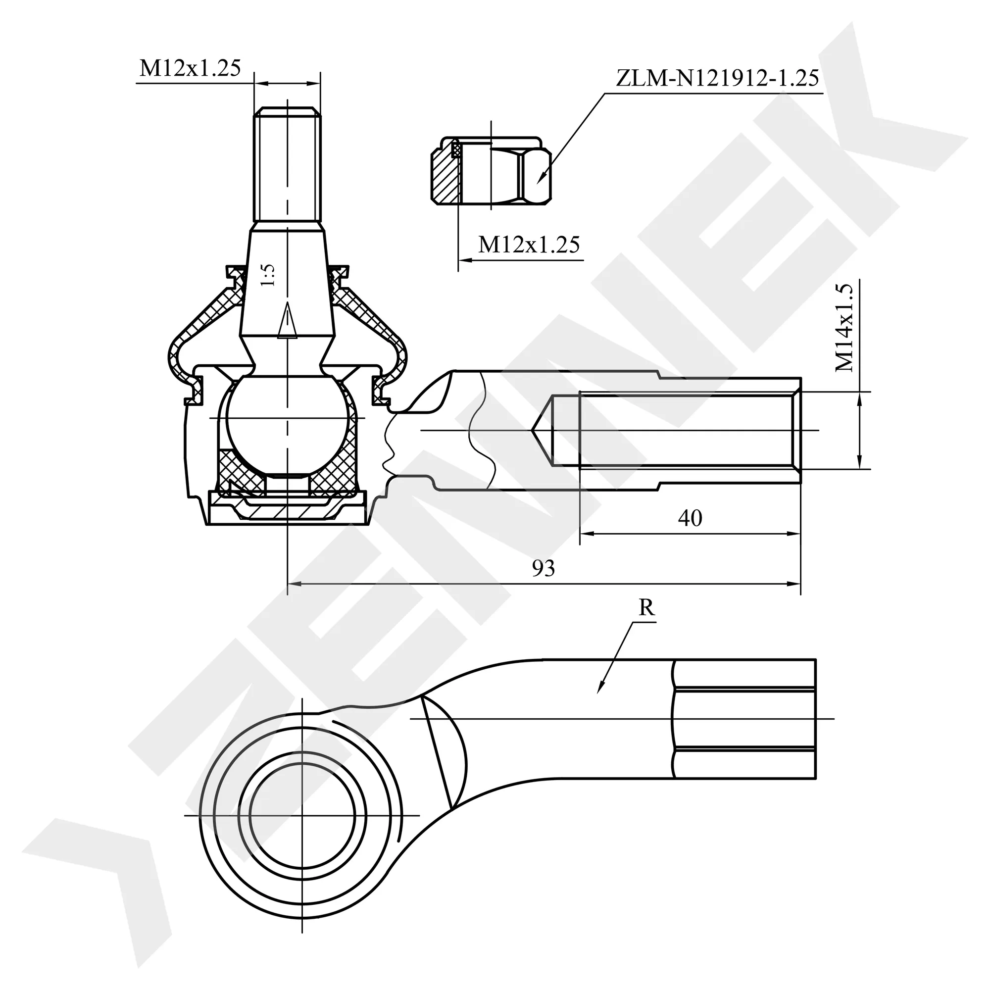 Наконечник рулевой левый SKODA FABIA 99 ZENNEK DTE0053