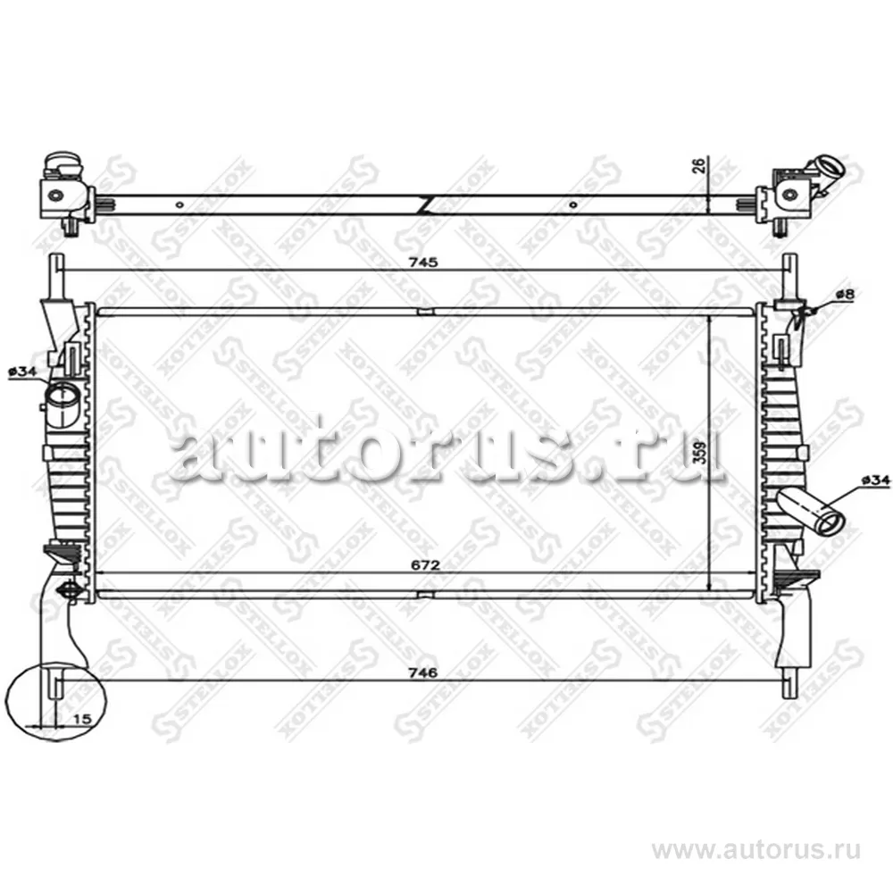 Радиатор системы охлаждения Ford Transit 2.2TDCi/2.4TDCi 06> STELLOX 10-26751-SX