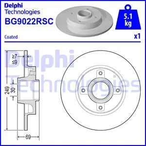 Диск тормозной DELPHI BG9022RSC