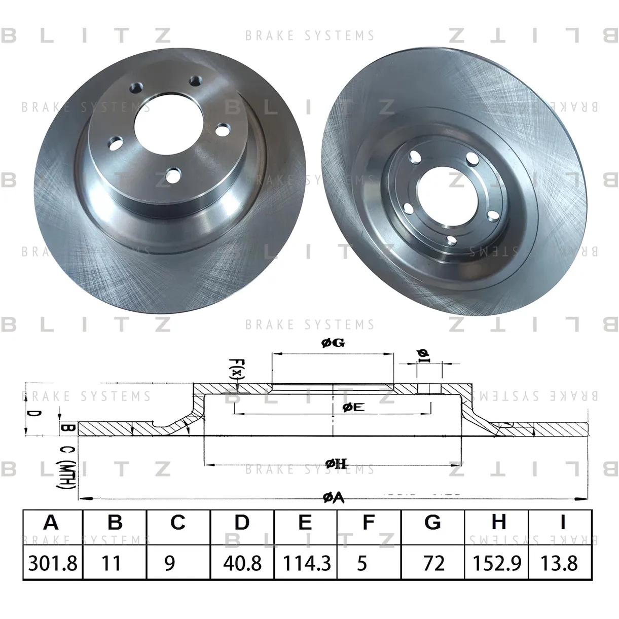 Диск тормозной задний MAZDA 3/5 05-> BLITZ BS0630