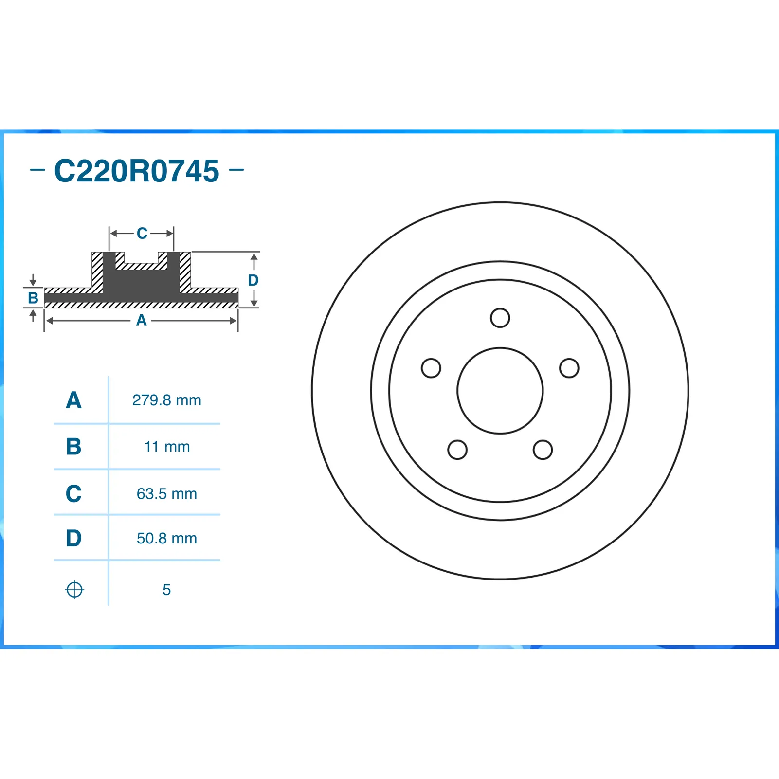 Диск тормозной задний CWORKS C220R0745