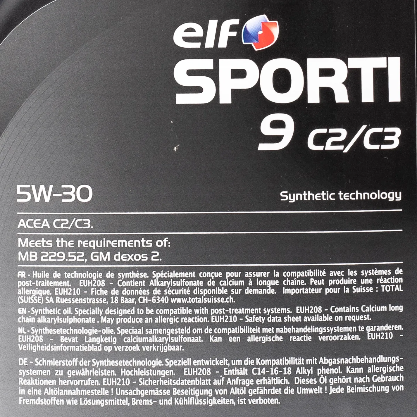 Масло моторное ELF SPORTI 9 C2/C3 5W-30 синтетическое 5 л 214253