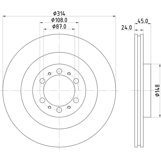 Диск тормозной передний MITSUBISHI PAJERO II/SPORT I /VENT.D=314MM NISSHINBO ND3019K