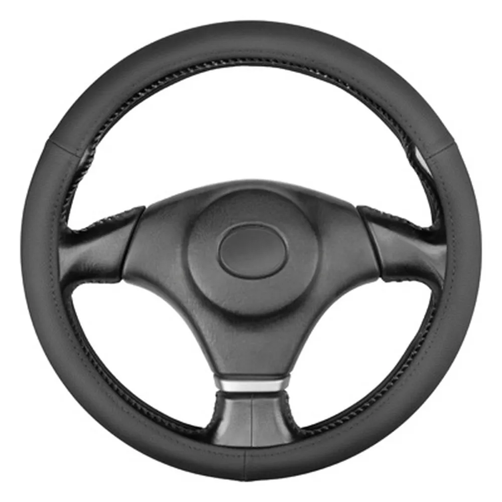 Оплетка руля (XXL) 45-47см черная натуральная кожа SKYWAY S01102546