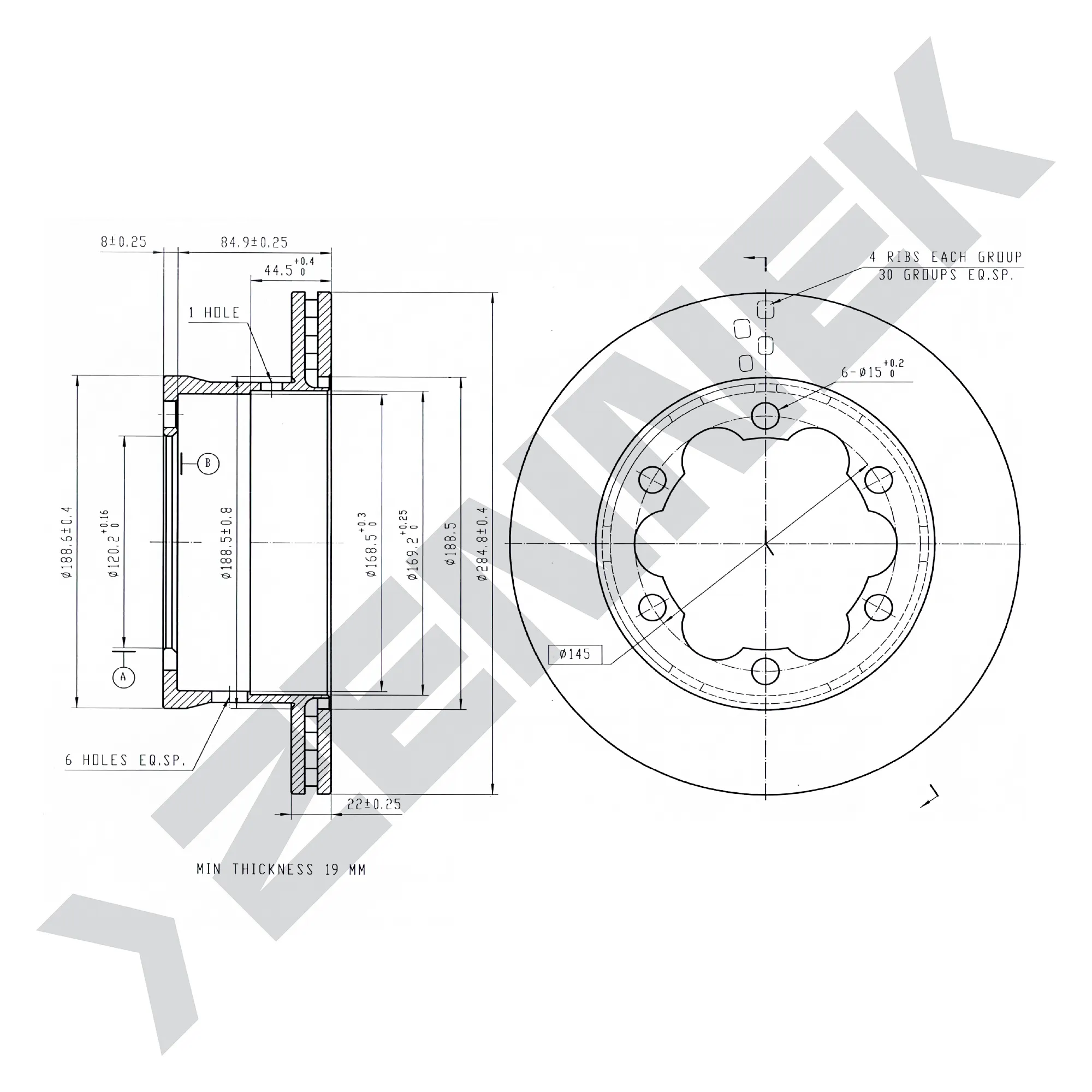 Диск тормозной задний MERCEDES SPRINTER 95-12, VARIO 96-06 (2 шт) ZENNEK DBD0066