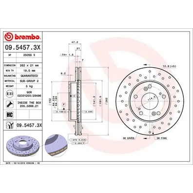 Диск тормозной XTRA передний BREMBO 0954573X
