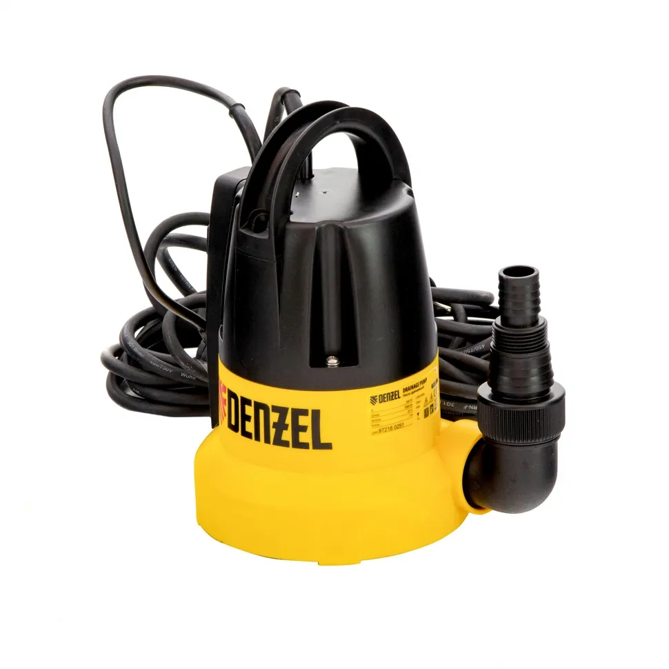 Дренажный насос DP500E, 500 Вт, подъем 7 м, 7000 л/ч Denzel 97218 Denzel 97218