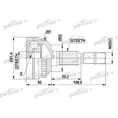ШРУС наружн к-кт [С ABS] OPEL: ASTRA G 1.4/1.6/1.7TD 98 PATRON PCV1287A