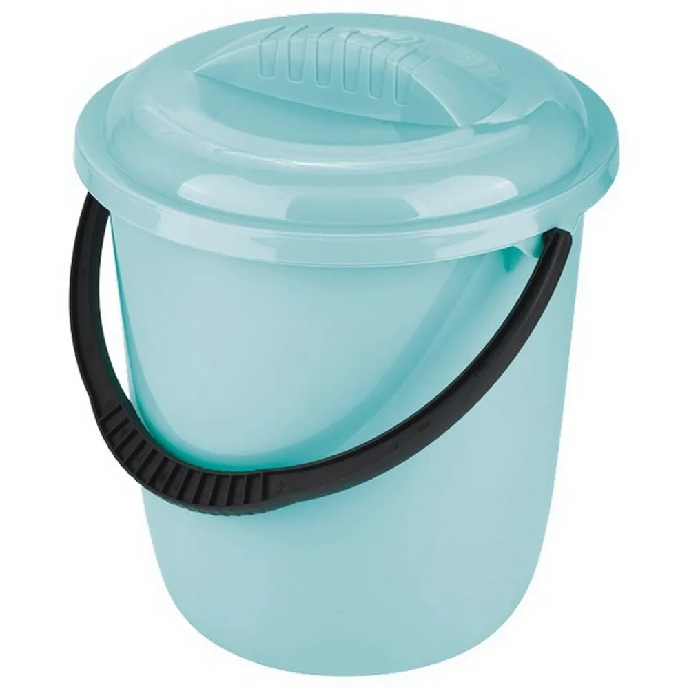 Ведро пластмассовое круглое 12 л, с крышкой, бирюзовое, Россия Elfe 92959 Elfe 92959