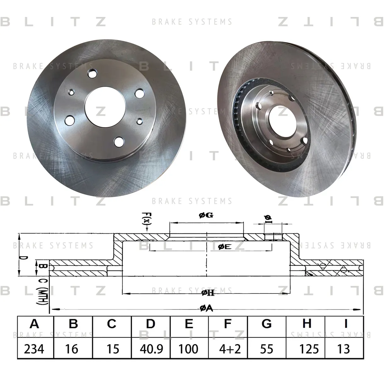 Диск тормозной передний вентилируемый SUBARU JUSTY IV 07->, DAIHATSU SIRION 05->/TREVIS BLITZ BS0663