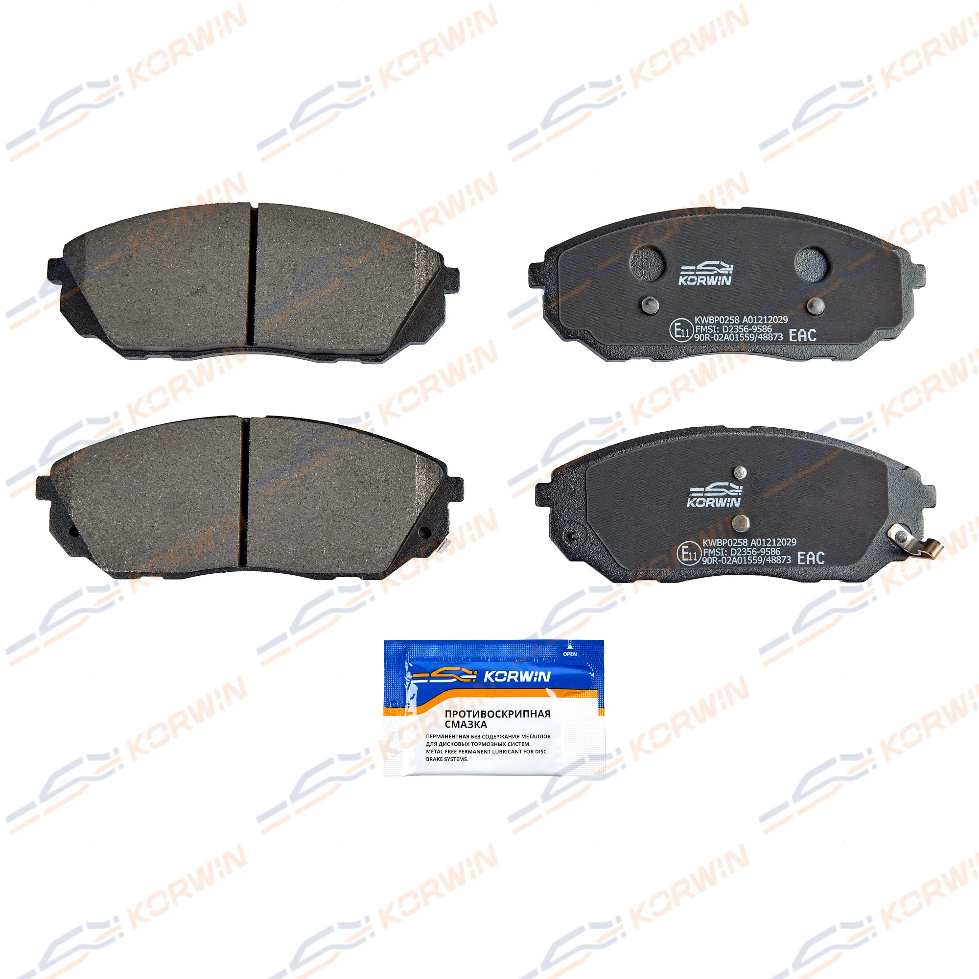 Колодки тормозные перед. Kia Sorento I (JC) 02- KORWIN KWBP0258