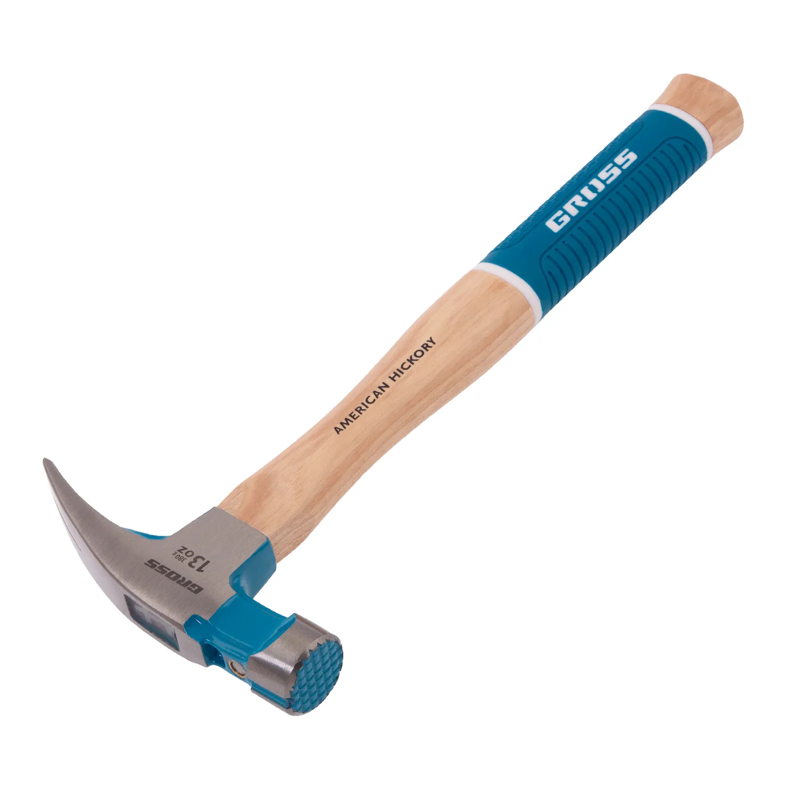 Молоток-гвоздодер, 380 г, угол 75, магнит, обрезиненная рукоятка AMERICAN HICKORY GROSS GROSS 10413
