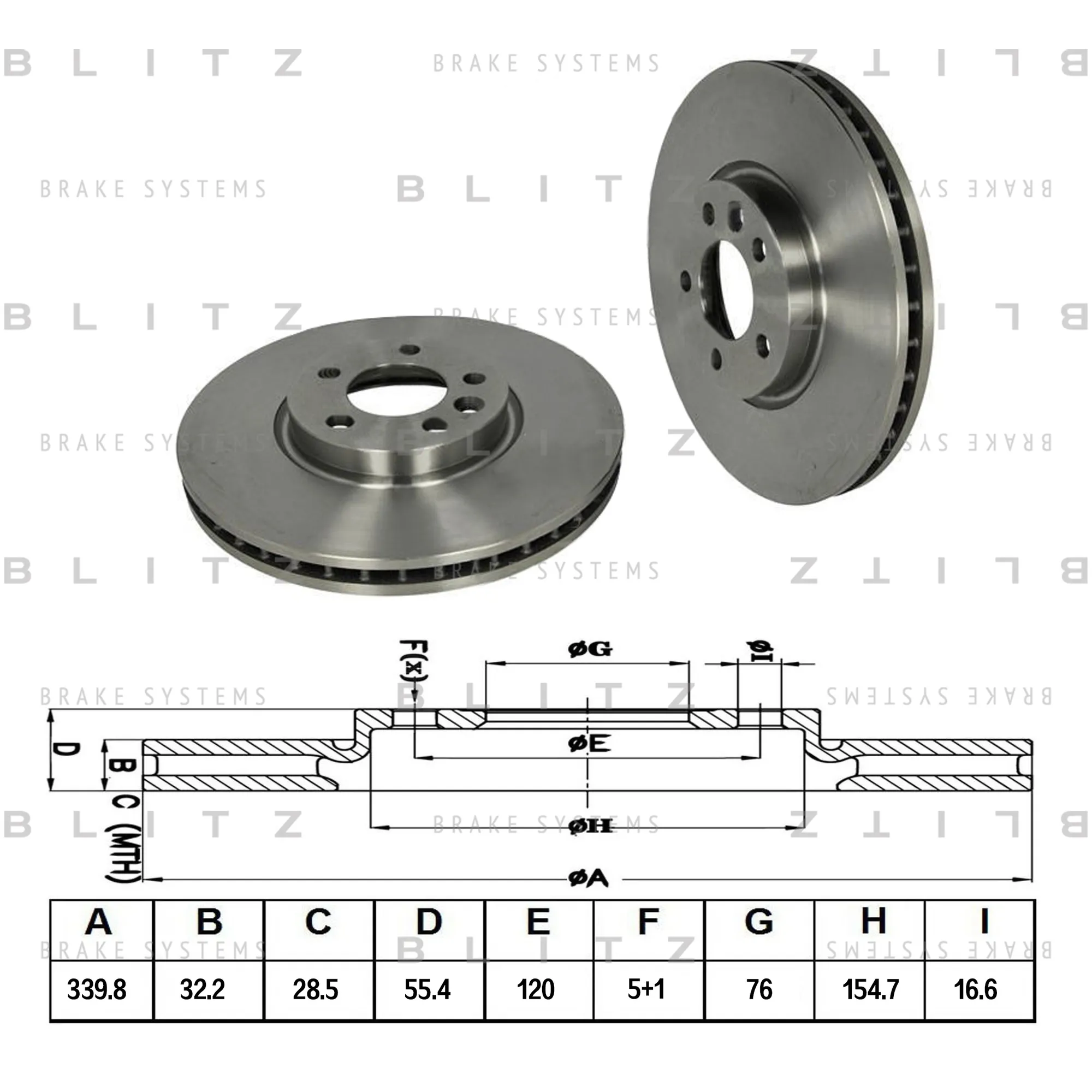 Диск тормозной передний вентилируемый VW TRANSPORTER/MULTIVAN 03-> BLITZ BS0295