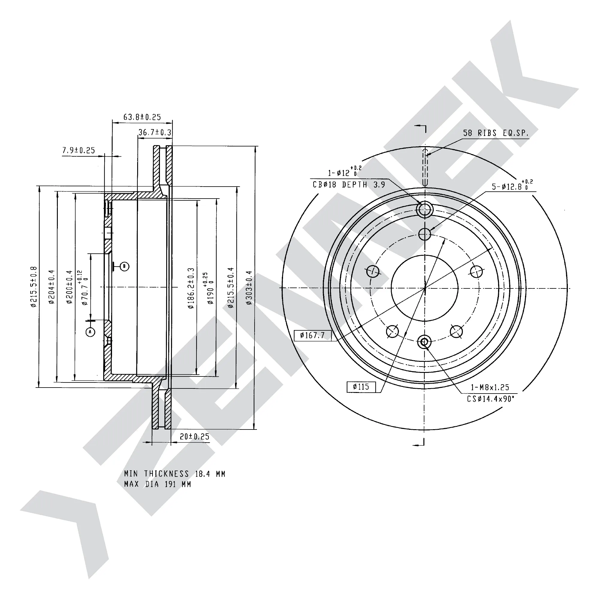 Диск тормозной задний CHEVROLET CAPTIVA 06-, EQUINOX 03-09 (2 шт) ZENNEK DBD0232
