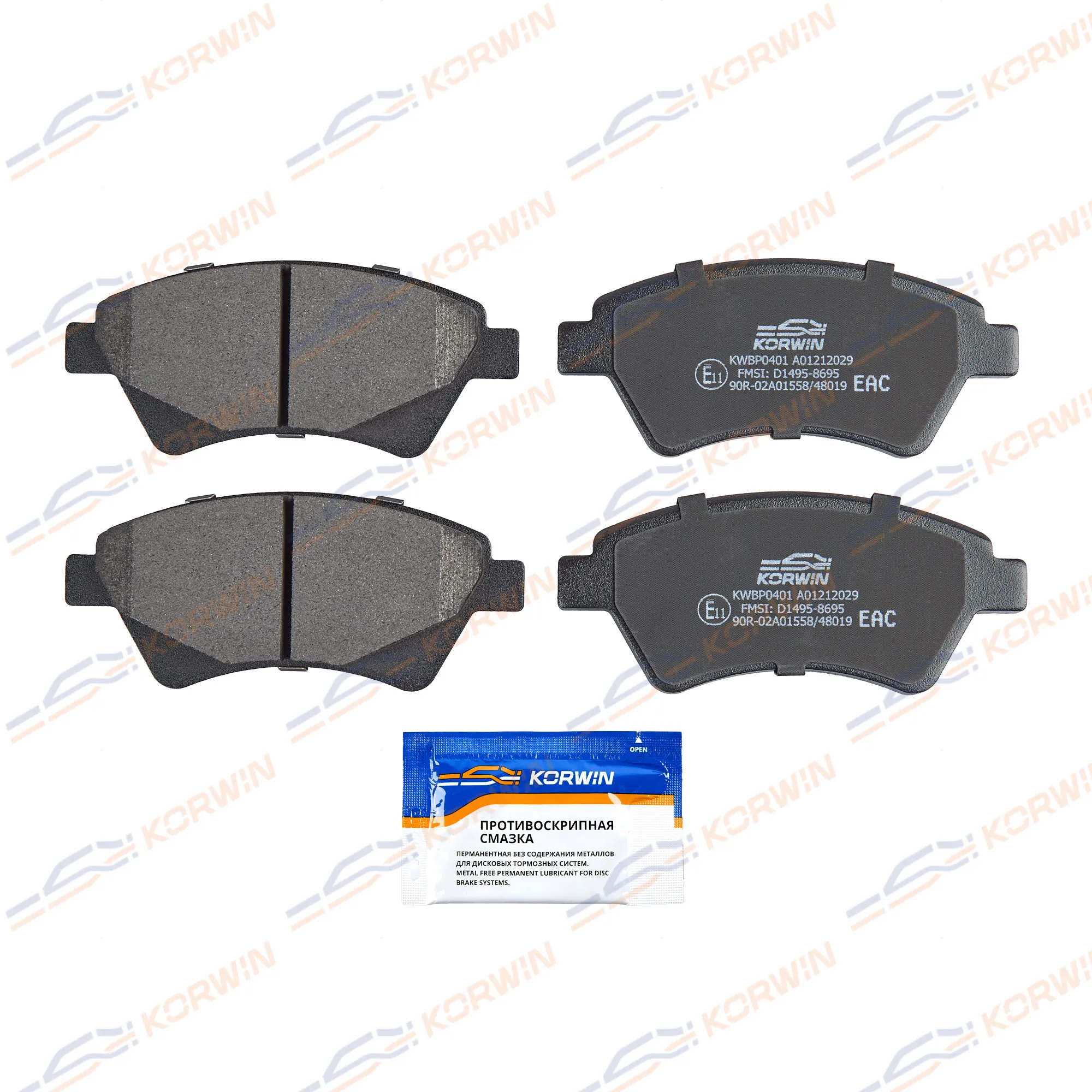 Колодки тормозные перед. Renault Megane II 03-/Scenic II 03-/Grand Scenic II 04- KORWIN KWBP0401