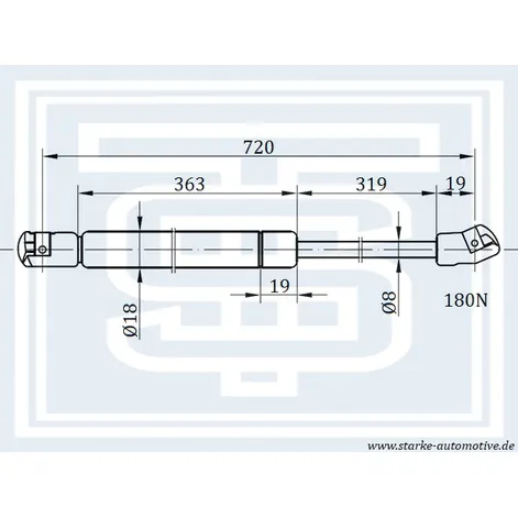 Амортизатор капота AUDI A6 (4F) --03.2011 L720mm / 180N STARKE 183-203