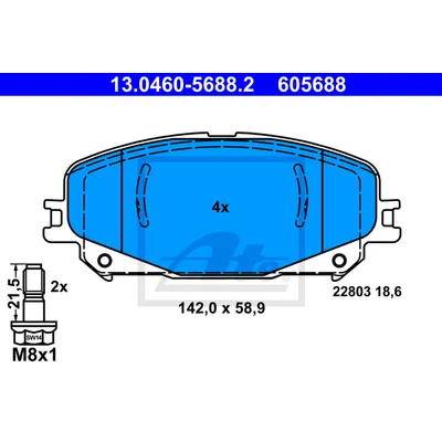 Колодки тормозные дисковые перед RENAULT ESPACE, MEGANE, SCENIC, TALISMAN 15- ATE 13046056882
