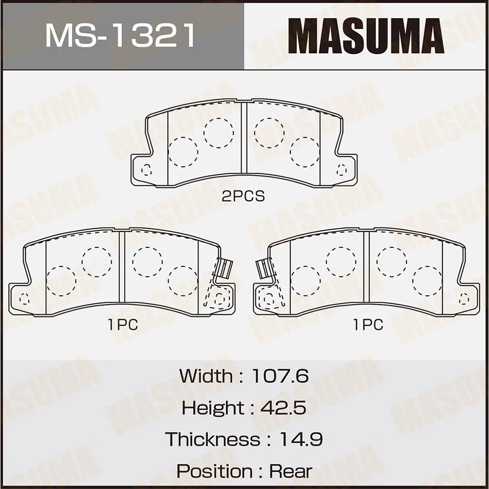 Колодки задние DAIHATSU ALTIS MASUMA MS-1321