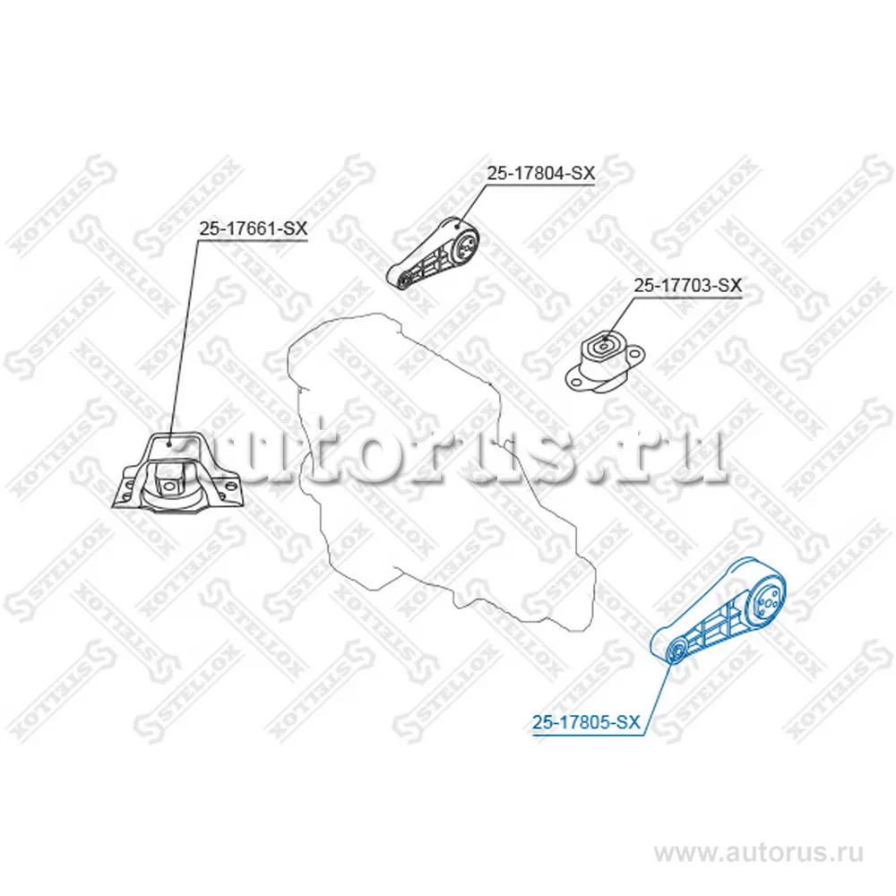Подушка ДВС нижняя Renault Megane/Scenic 1.5DCi 02> STELLOX 25-17805-SX