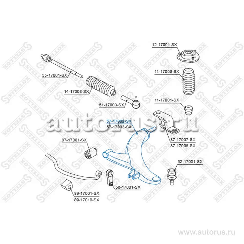 Рычаг п. Subaru Forester 98-02/Impreza (5717003_SX) STELLOX 5717002_SX