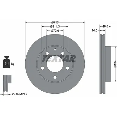 Диск тормозной передний стандартный EUNOS/FORD AUSTRALIA/FORD USA/MAZDA TEXTAR 92062000