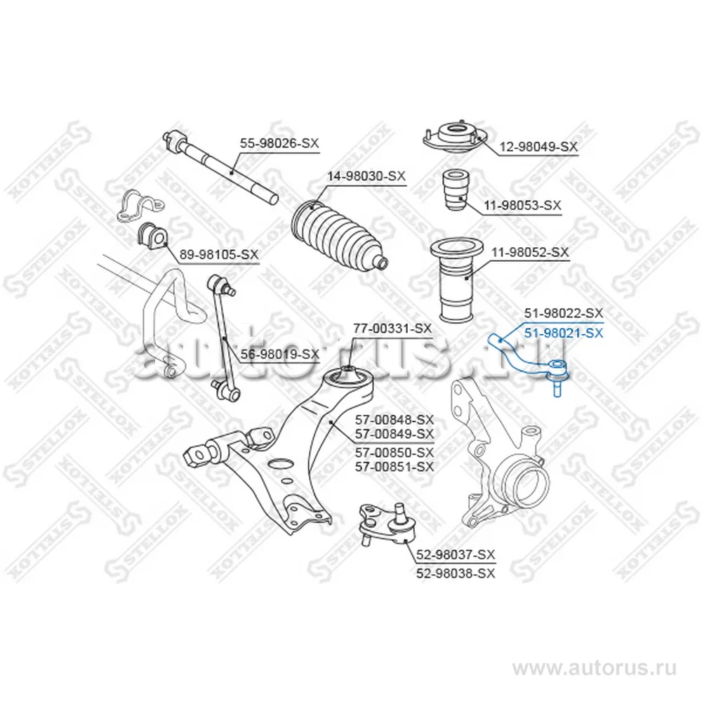 Наконечник рулевой правый Toyota Camry (5105489_SX) STELLOX 5198021_SX