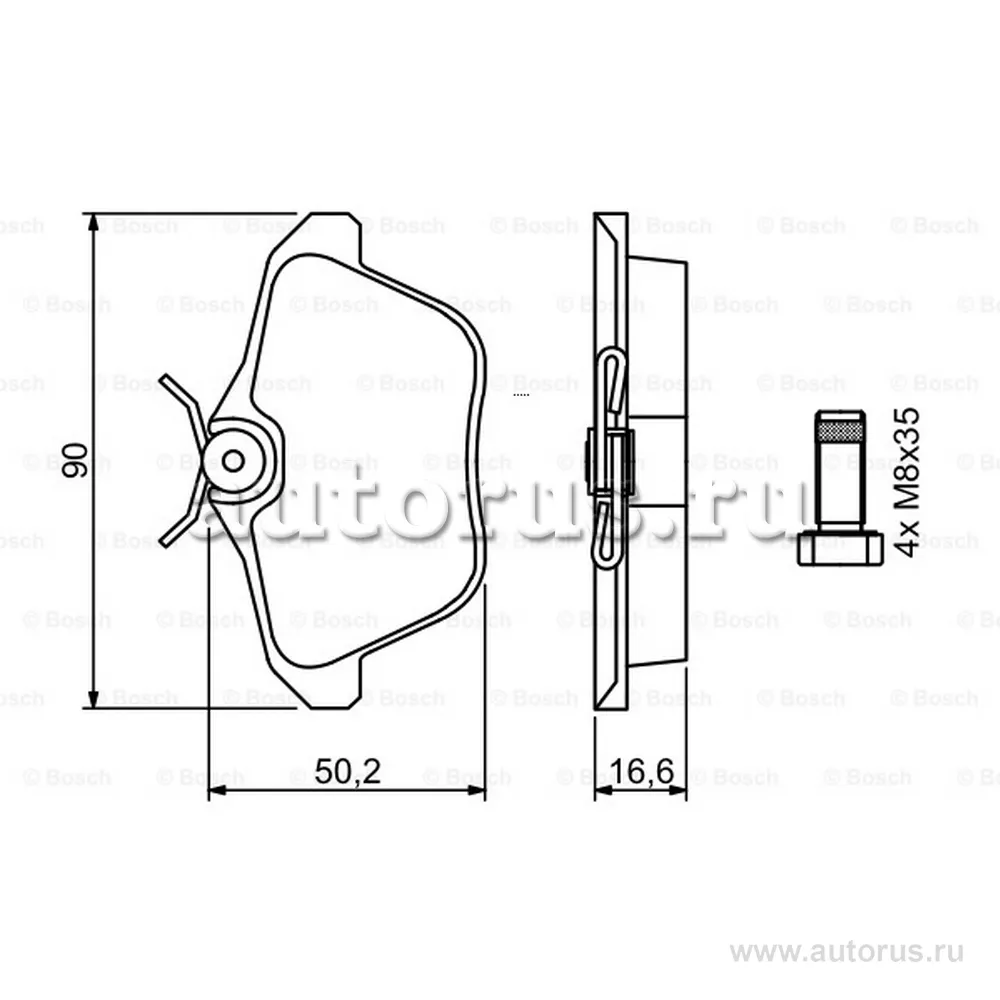 К-кт колодок дисковых ALFA ROMEO 156 97-06, 164 92-98, 166 98-, LANCIA KAPPA 94-01, KAPPA SW 96-01, BOSCH 0986494020