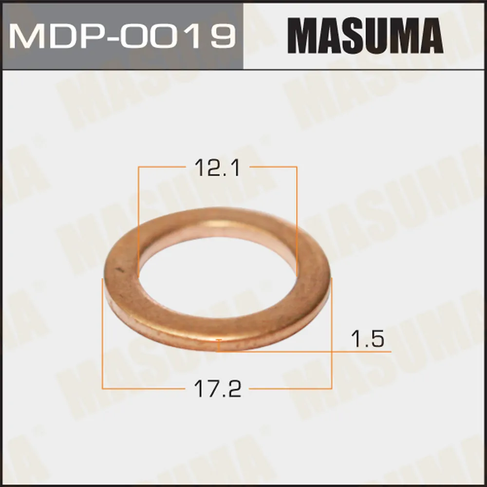 Шайбы для форсунок Медь Медь 12,1х17,2х1,5 Медь 12,1х17,2х1,5 MASUMA MDP-0019