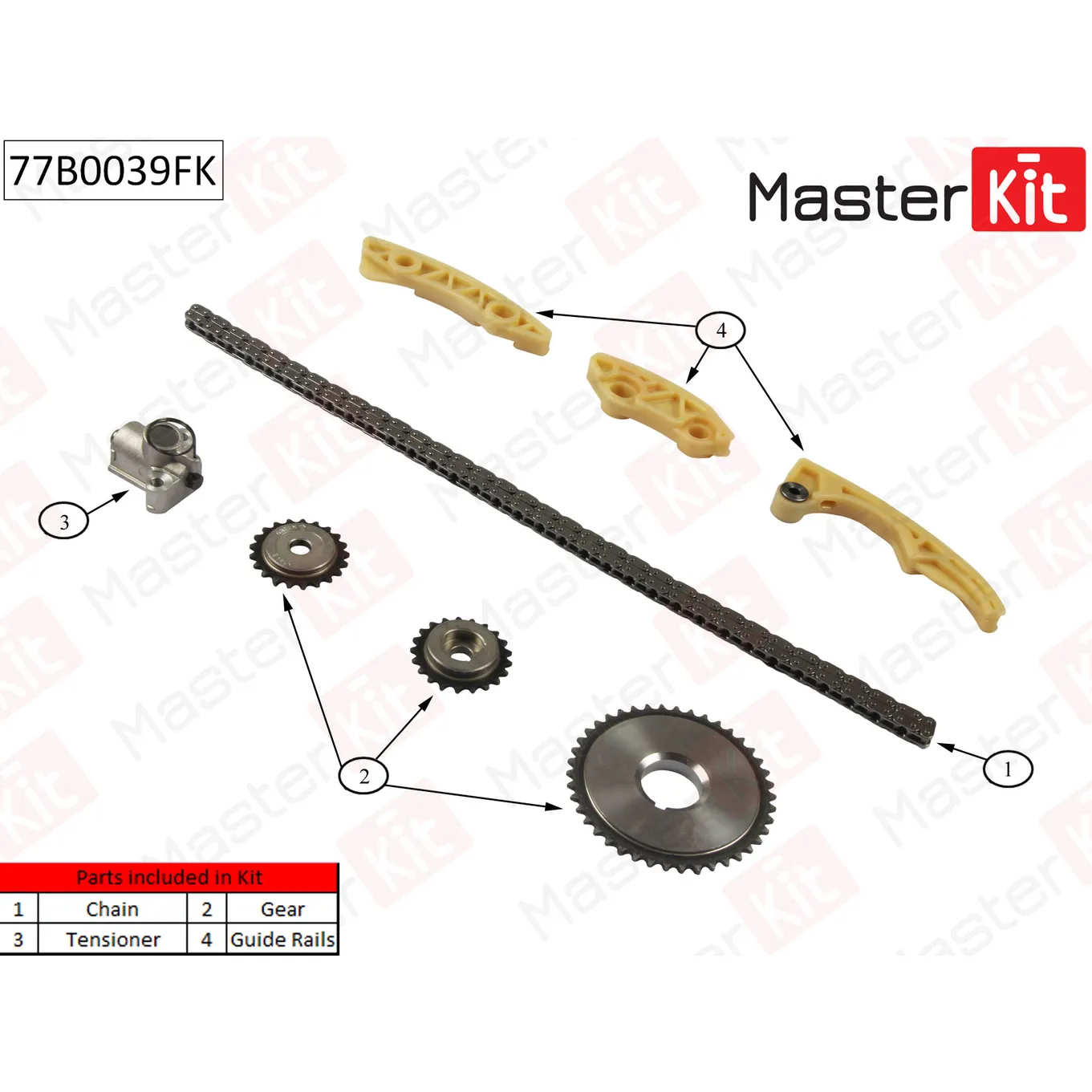 Комплект цепи ГРМ OPEL Vectra C 2.2i 16V Z22SE 02- 77B0039FK MASTERKIT 77B0039FK