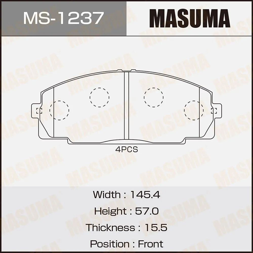 Колодки передние TOYOTA DYNA MASUMA MS-1237