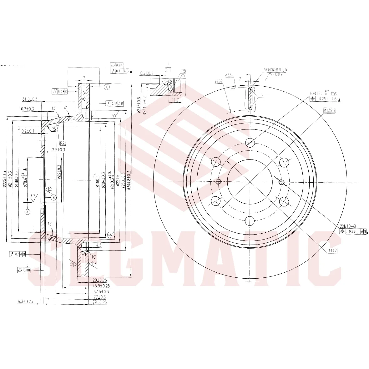Диск тормозной зад CADILLAC Escalade III 2006-2014-, CHEVROLET Tahoe III 2006-2014-, CHEVROLET Tahoe SEGMATIC SBD30093501