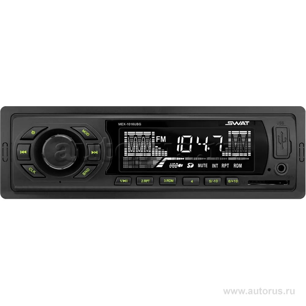 Автомагнитола SWAT MEX-1016UBG 1 din 4х50 Вт., MP3, USB, SD зеленый